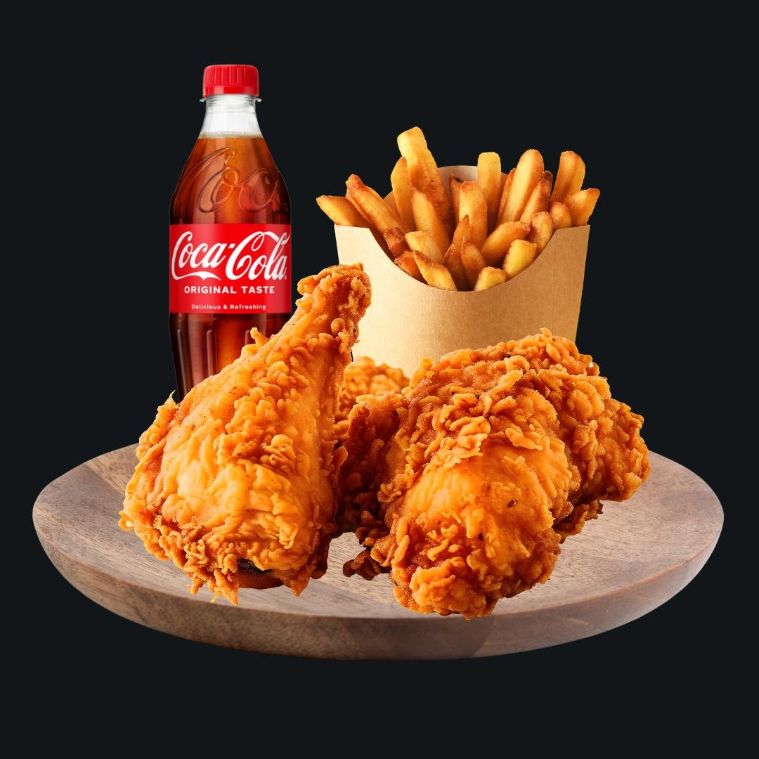 2 Pcs Chicken with chips & soda